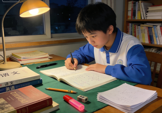 初三孩子晚上在复习功课