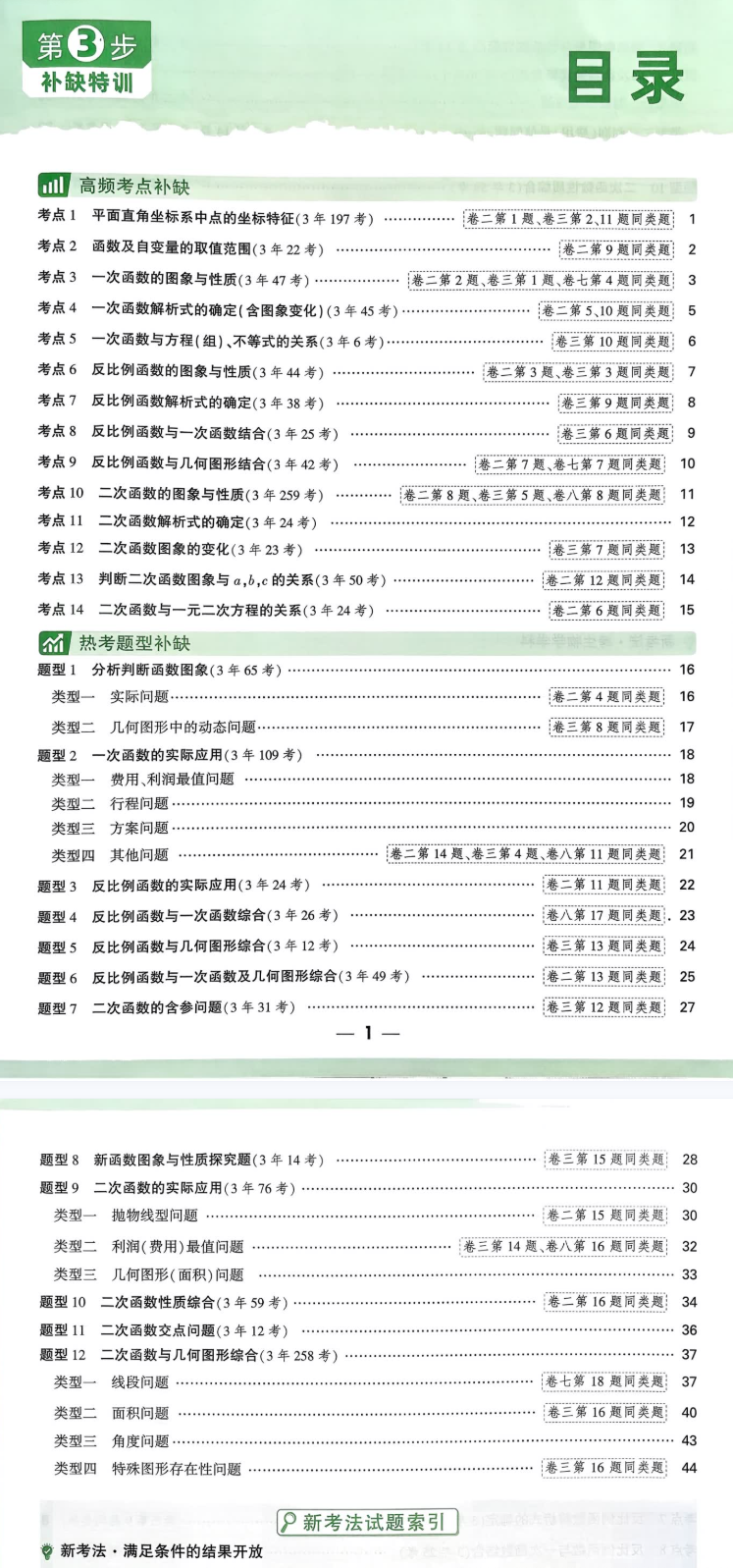 2026万唯逆袭卷数学目录