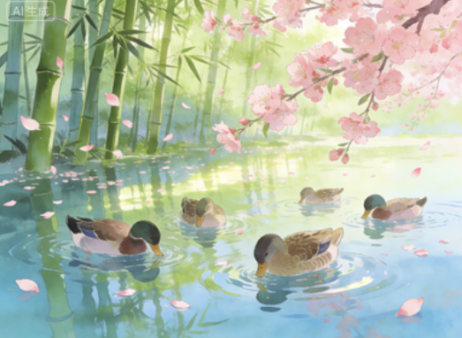 竹外桃花三两枝，春江水暖鸭先知