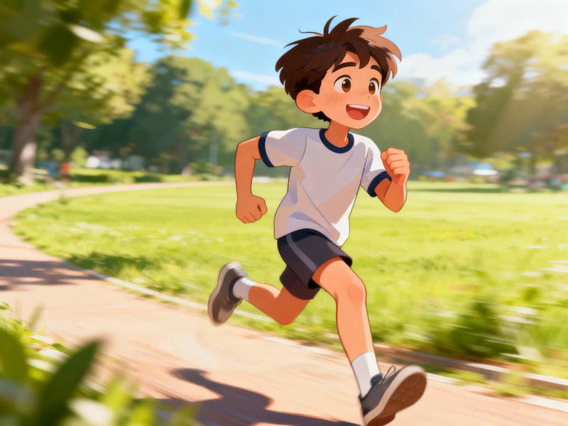 孩子运动释压户外跑步