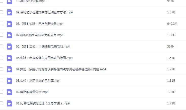 龚正物理网课目录