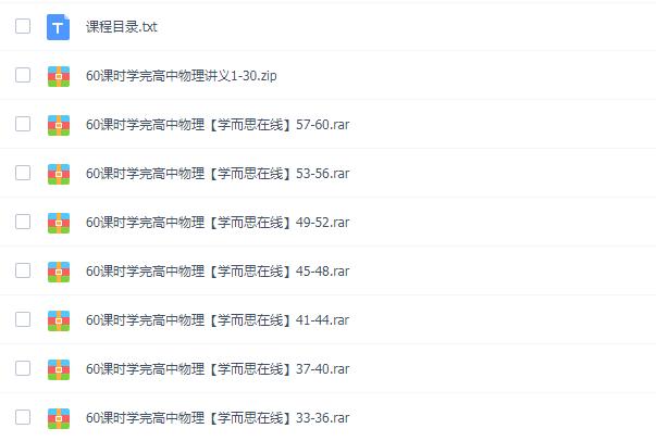 60课学完高中物理视频目录