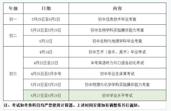 苏州中考时间2023年时间表