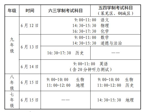 济南中考时间表2023