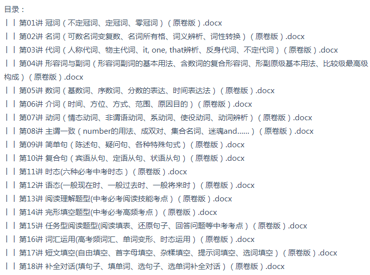 2024年中考英语必刷子母题目录一