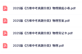 2025版万唯中考真题分类物理目录