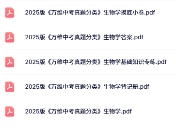 2025万唯中考真题分类生物目录