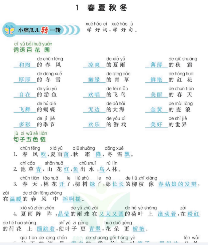 七彩看图写话一年级语文下册内容一