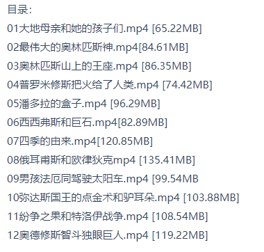 ahashool给孩子的希腊神话故事动画全集目录