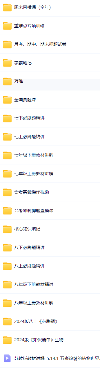 苏苏初中生物目录