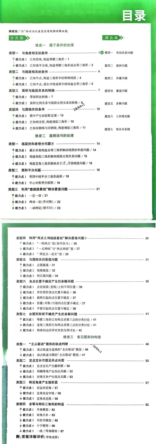 2025万唯几何压轴题与新考法综合练目录