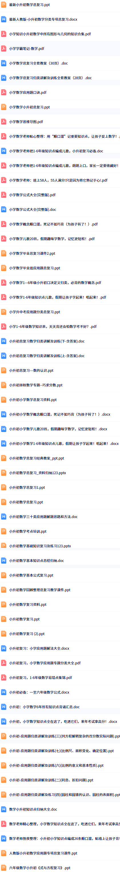 小升初数学资料目录一