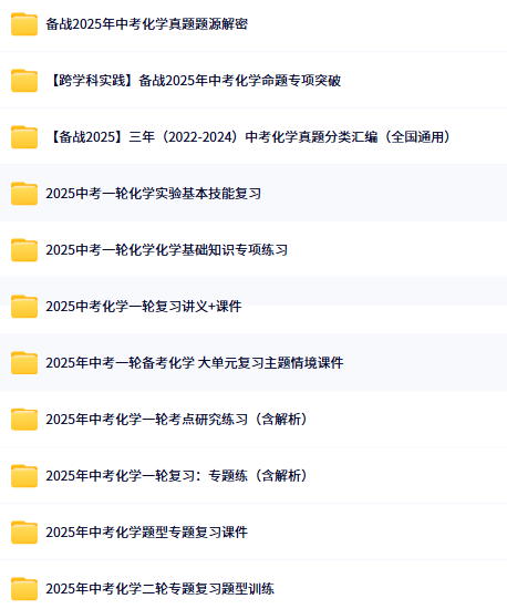 2025中考化学资料目录