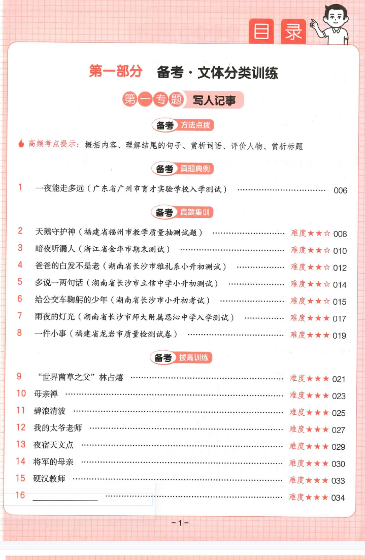 2025一本第一专题写人记事目录