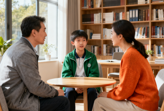 父母与孩子了解月考情况