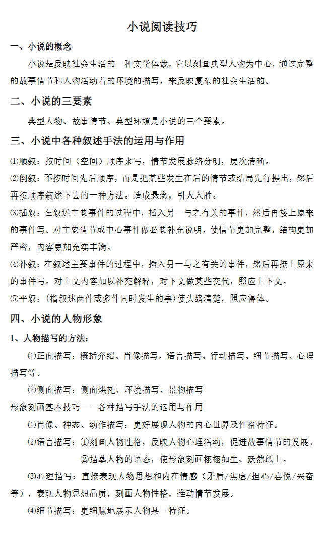 小说阅读技巧